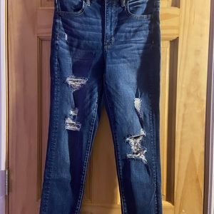 medium wash ripped american eagle jeggings